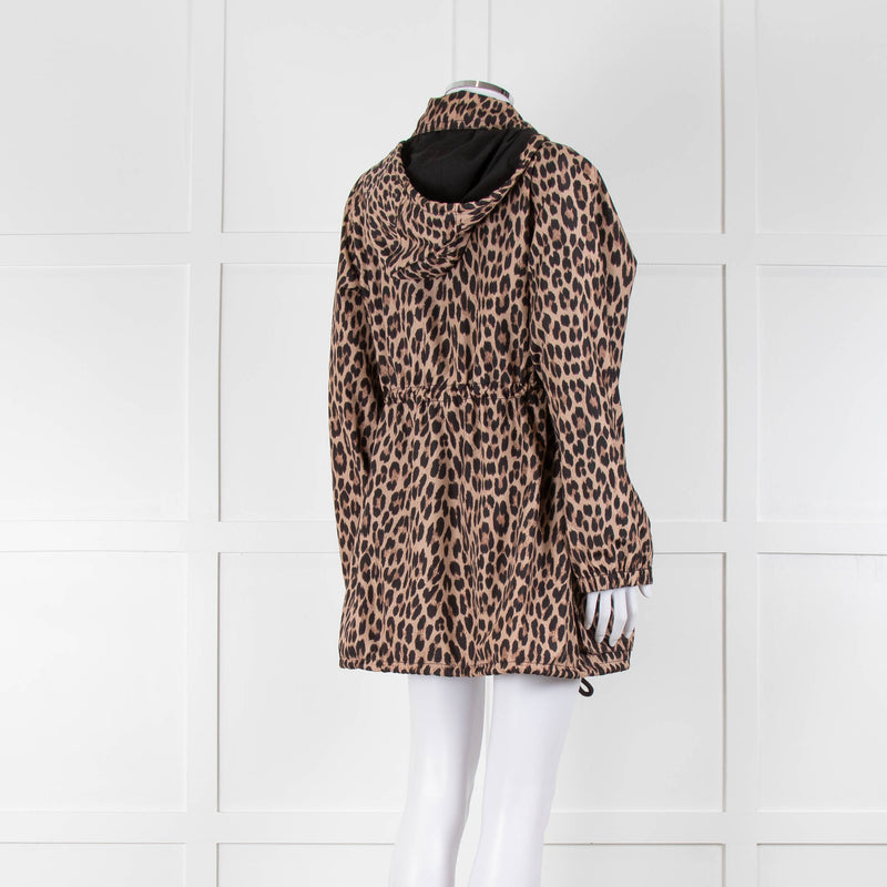 Sonia Rykiel Beige Black Leopard Print Hooded Jacket