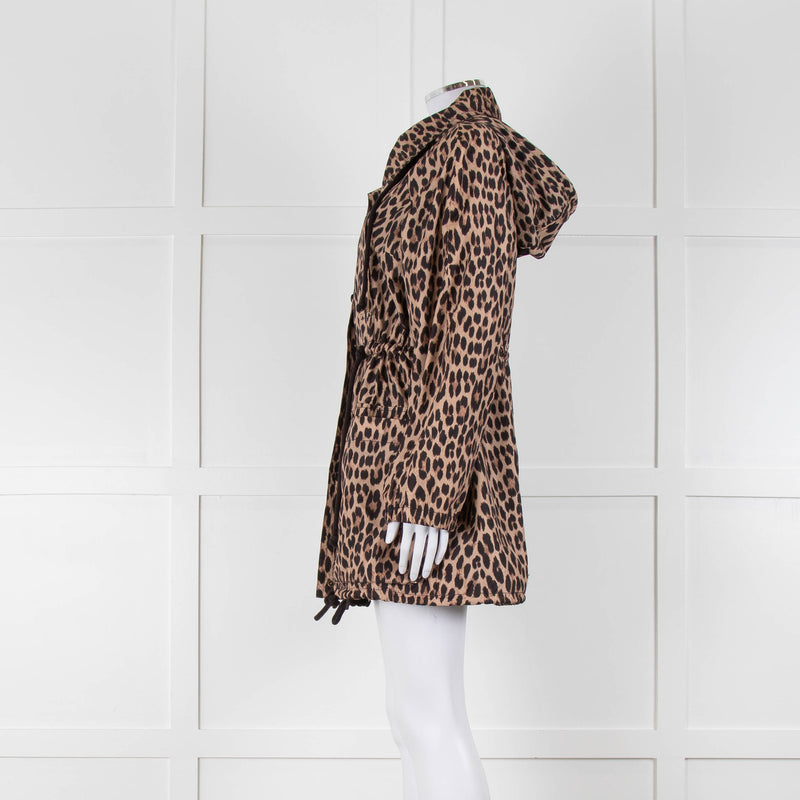 Sonia Rykiel Beige Black Leopard Print Hooded Jacket