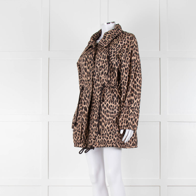 Sonia Rykiel Beige Black Leopard Print Hooded Jacket