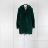 Diane Von Furstenberg Forest Green Faux Fur Teddy Coat