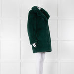 Diane Von Furstenberg Forest Green Faux Fur Teddy Coat