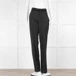 Prada Black Wide Leg Velvet Waist Detail Trousers