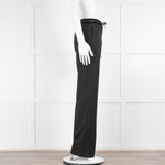 Prada Black Wide Leg Velvet Waist Detail Trousers