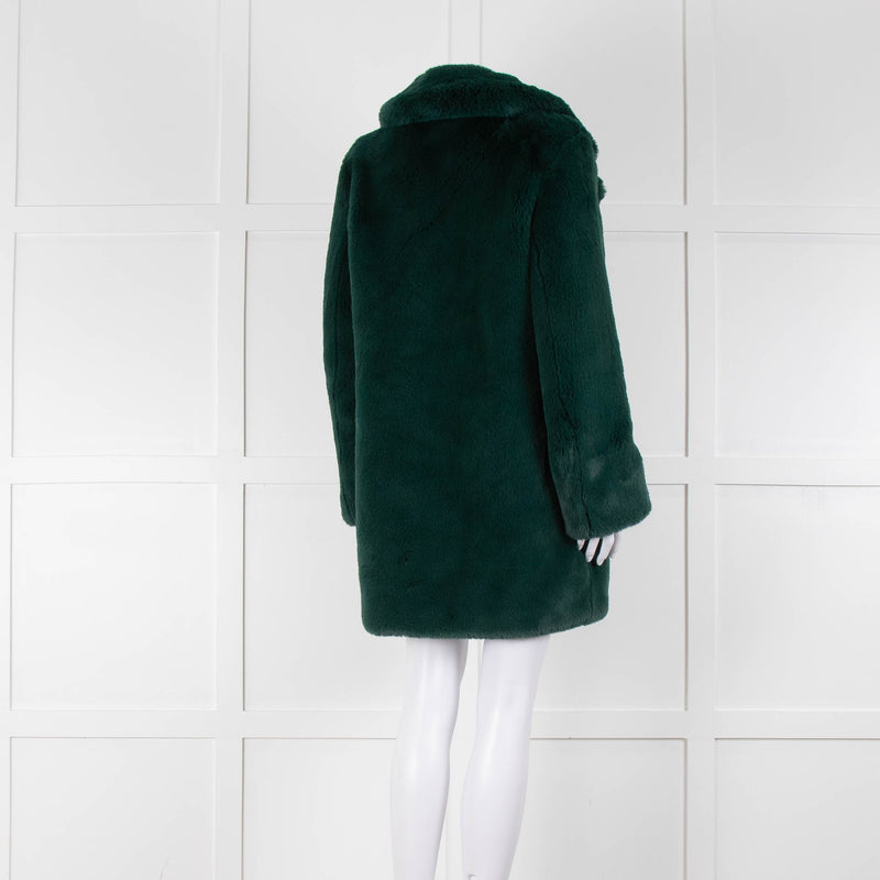 Diane Von Furstenberg Forest Green Faux Fur Teddy Coat