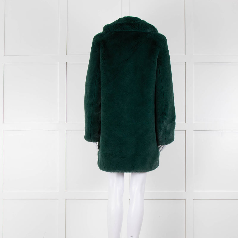 Diane Von Furstenberg Forest Green Faux Fur Teddy Coat