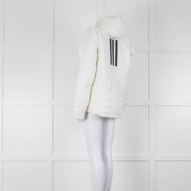 Adidas White Nylon Thin Puffer Coat