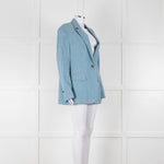 Day Birger Blue Cotton Fine Pinstripe Straight Blazer