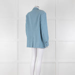 Day Birger Blue Cotton Fine Pinstripe Straight Blazer