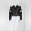 Denim & Supply Black Leather Biker Jacket with White Trims