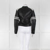 Denim & Supply Black Leather Biker Jacket with White Trims