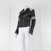 Denim & Supply Black Leather Biker Jacket with White Trims