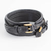 Burberry Black Leather Double Buckle Cuff