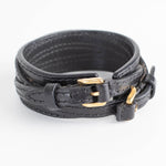 Burberry Black Leather Double Buckle Cuff