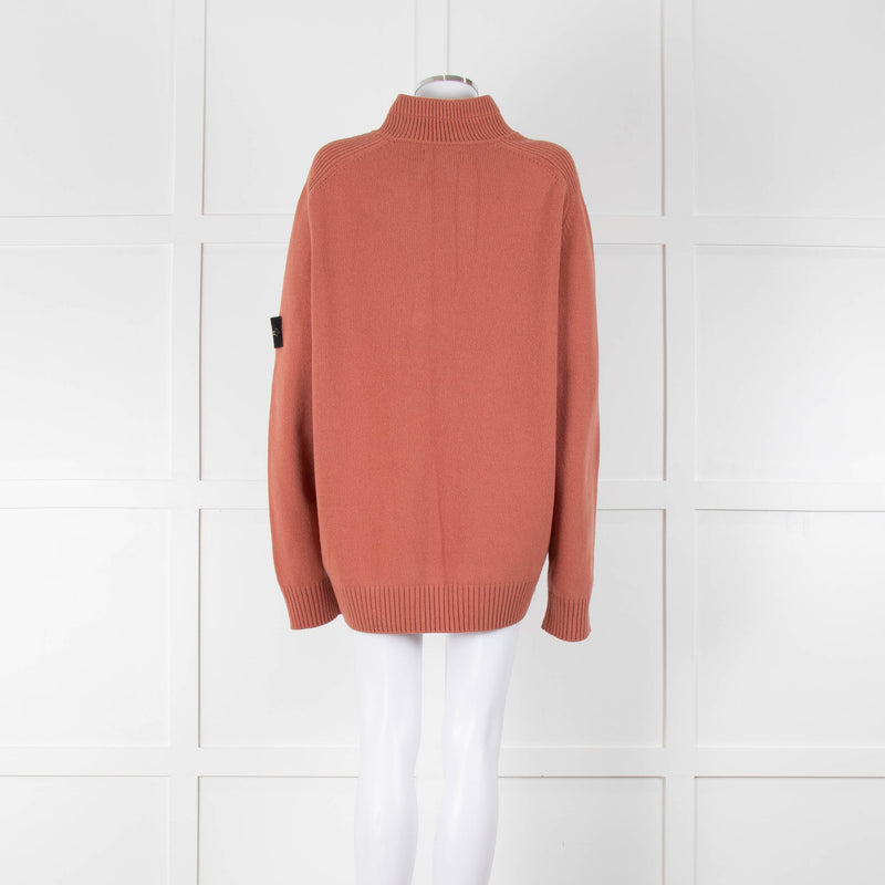 Stone Island Pink Wool Mix Henley Jumper