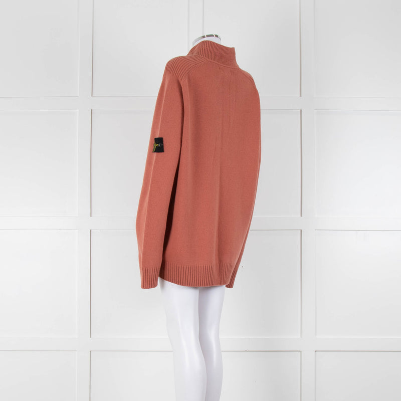 Stone Island Pink Wool Mix Henley Jumper