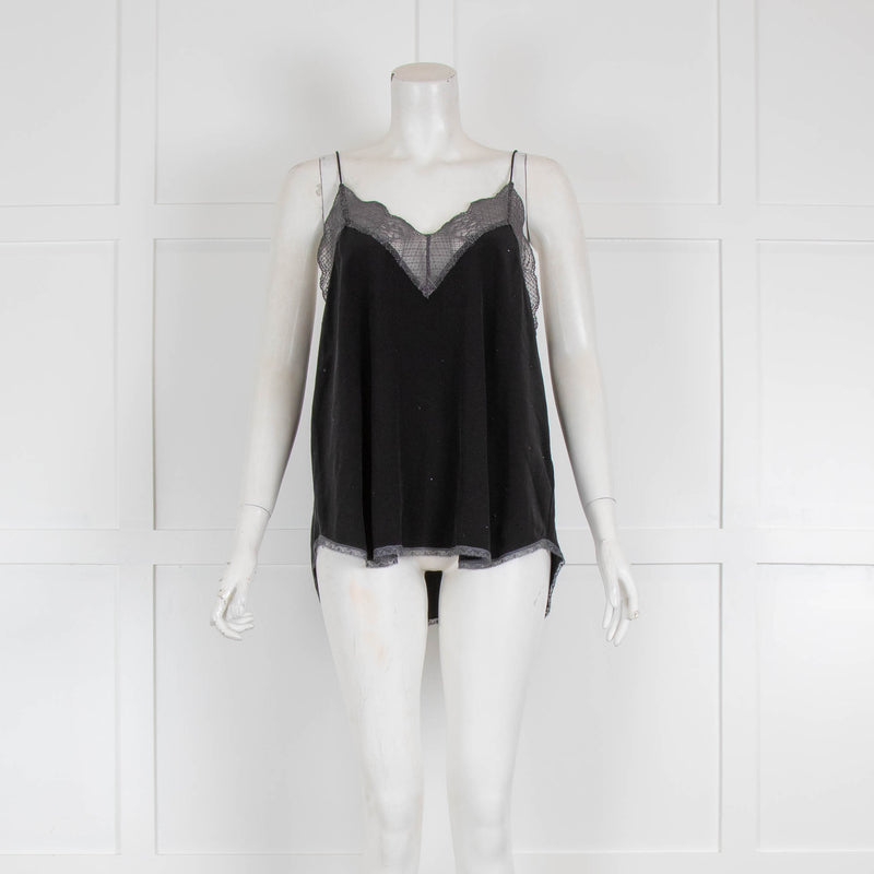 Zadig & Voltaire Deluxe Black Silk & Beads Camisole