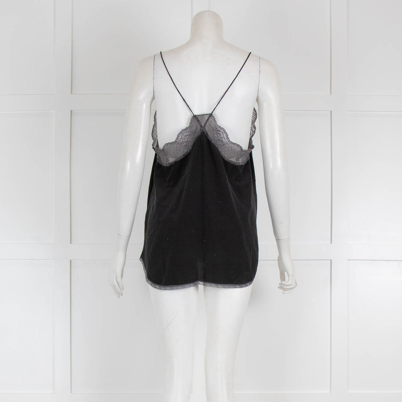 Zadig & Voltaire Deluxe Black Silk & Beads Camisole