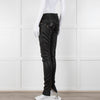 Balmain Black Leather Biker Trousers with Gold Hardware