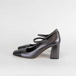 Le Monde Beryl Grey Metallic Black MaryJane Heel Shoes