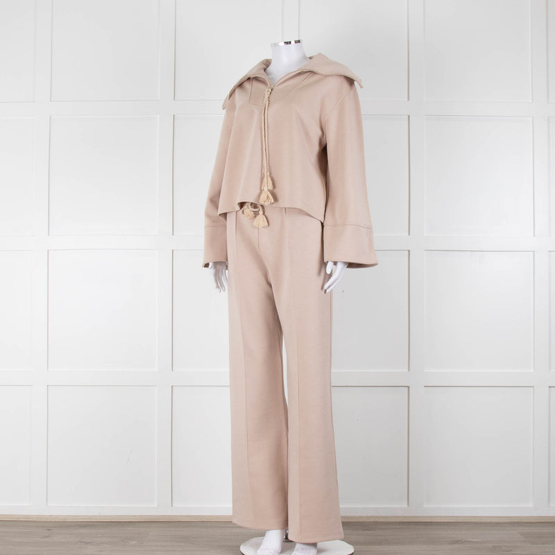 Claudie Pierlot Beige Zip Neck Tassel Sweat Shirt