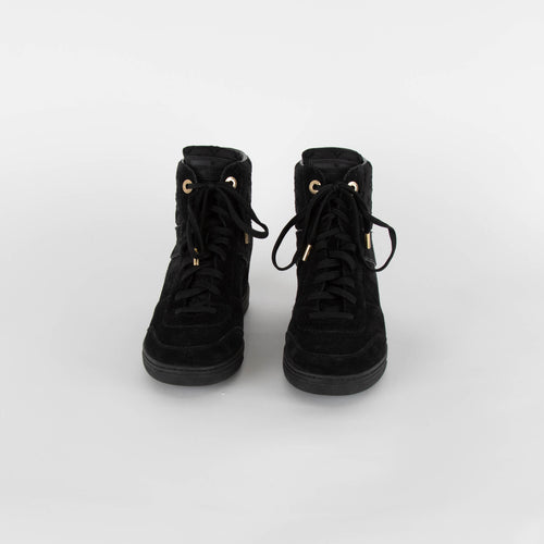 Louis Vuitton Black Suede High Top Heeled Trainers