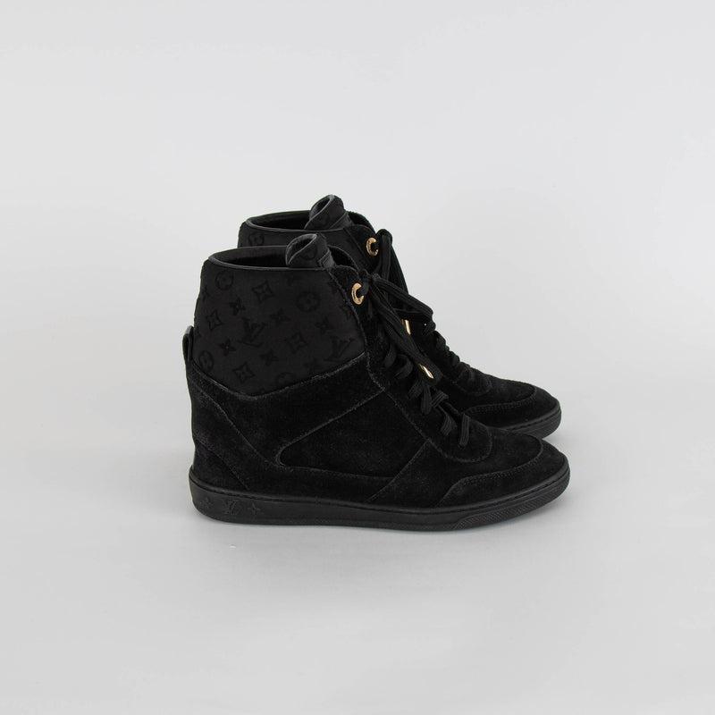 Louis Vuitton Black Suede High Top Heeled Trainers