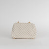 Self-Portrait Cream Leather Woven Crystal Bow Micro Bag