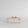 Self-Portrait Cream Leather Woven Crystal Bow Micro Bag