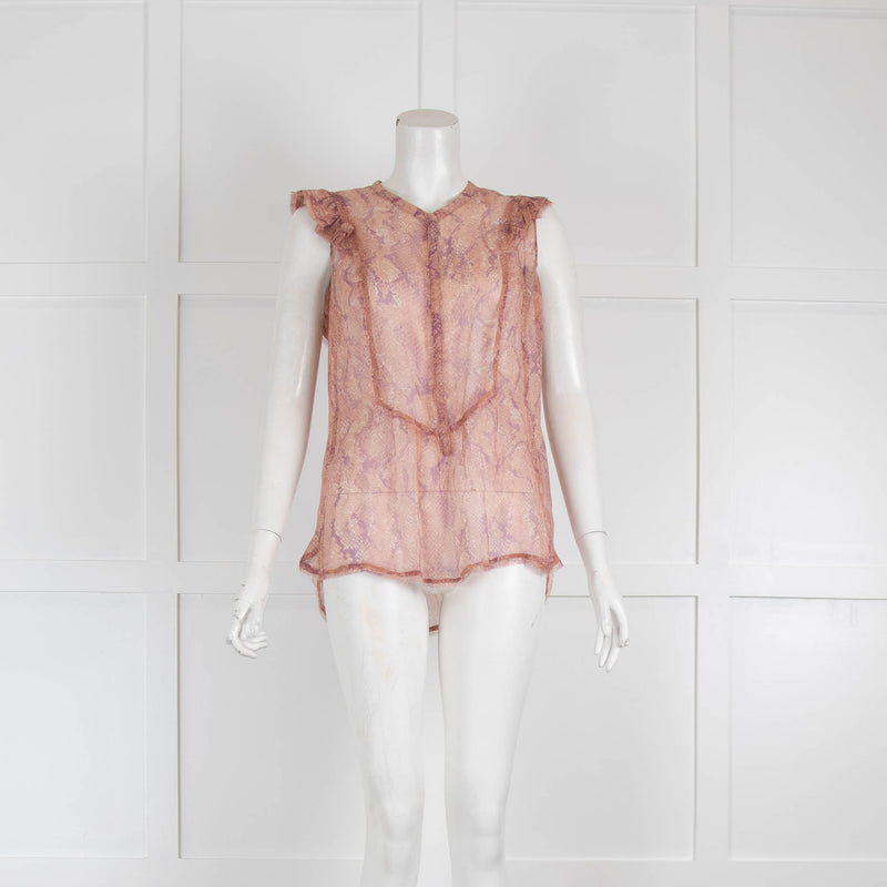 Zadig & Voltaire Deluxe Silk Snake Print Blush & Purple Top