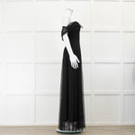 Bernadette Black Net White Flower Sleeveless Maxi Dress