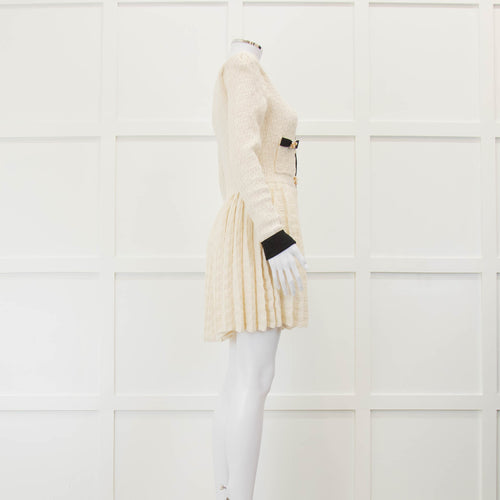 Self-Portrait Cream Weave Knit Mini Dress