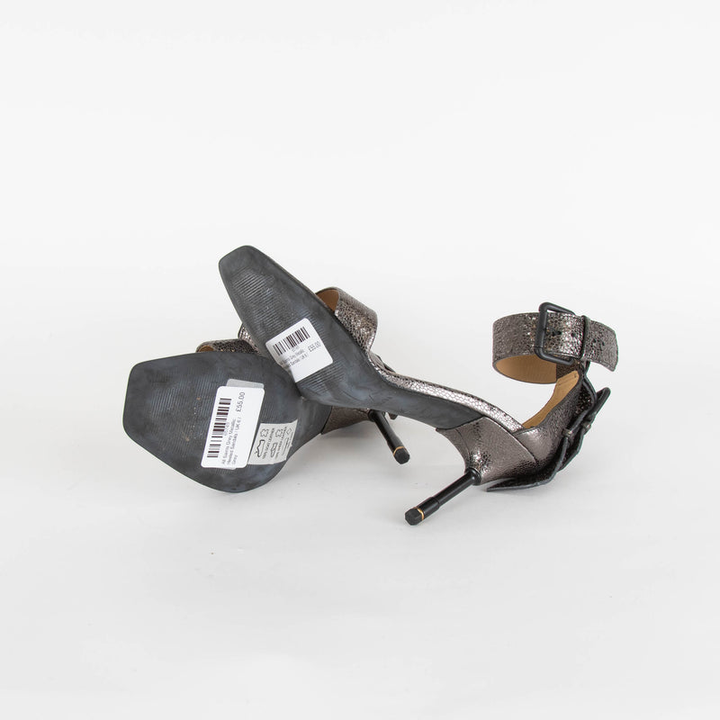 All Saints Grey Metallic Heeled Sandals