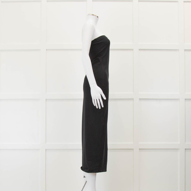 Louisa Parris Black Cotton Strapless Dress