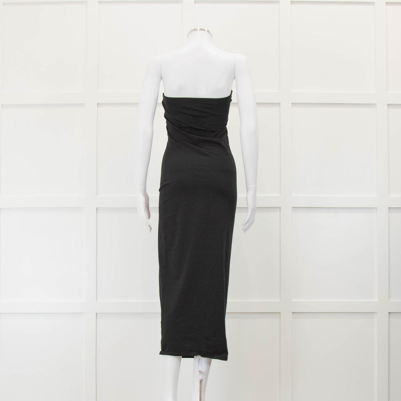 Louisa Parris Black Cotton Strapless Dress