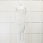 Norma Kamali White One Shoulder Ruched Dress