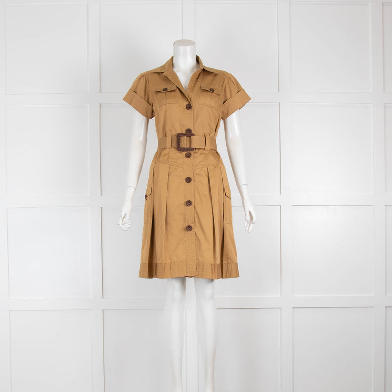 DVF Tan Shirt Dress With Belt