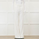 Halpern White Sequined Wide Leg Trousers