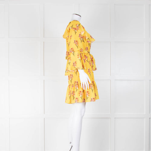 Borgo De Nor Yellow Bouquet Mini Dress