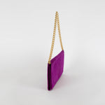 Mulberry Purple Suede Gold Chain Ava Clutch Bag