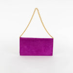 Mulberry Purple Suede Gold Chain Ava Clutch Bag