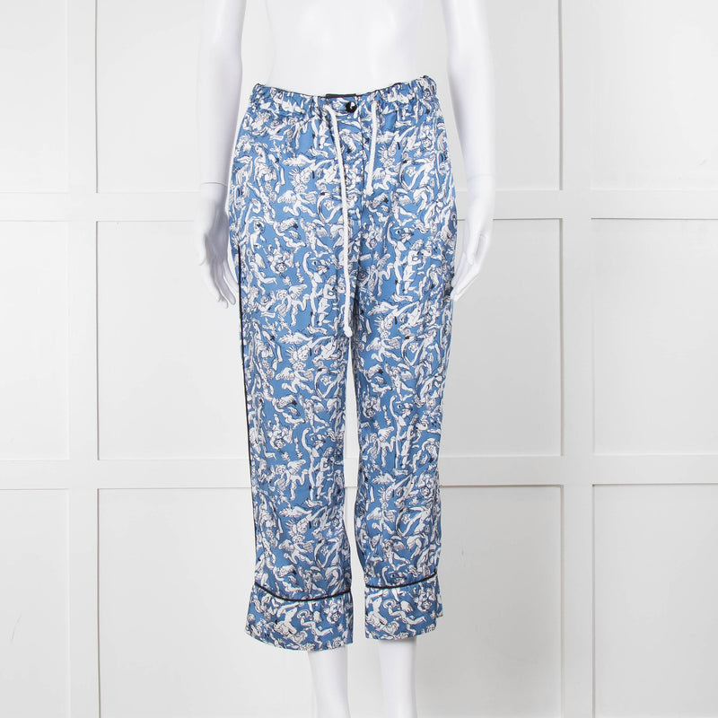 Victoria Victoria Beckham Blue Printed Crop Pyjama Trousers