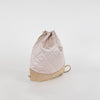 Chanel Pale Pink Satin Beige Suede Trim Quilted Backpack