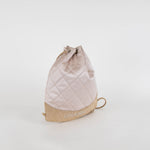 Chanel Pale Pink Satin Beige Suede Trim Quilted Backpack