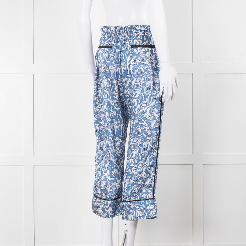 Victoria Victoria Beckham Blue Printed Crop Pyjama Trousers