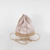 Chanel Pale Pink Satin Beige Suede Trim Quilted Backpack