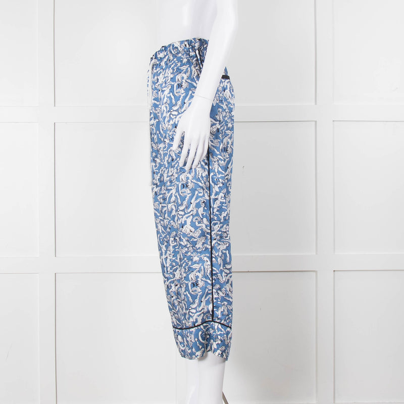 Victoria Victoria Beckham Blue Printed Crop Pyjama Trousers