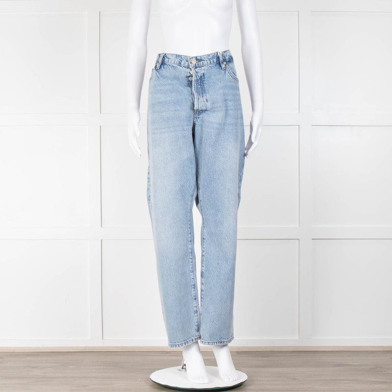 Frame Blue Acid-Washed Oversized Jeans