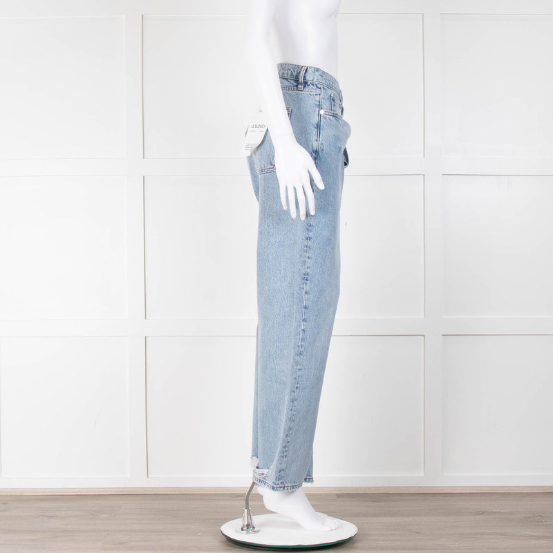 Frame Blue Acid-Washed Oversized Jeans