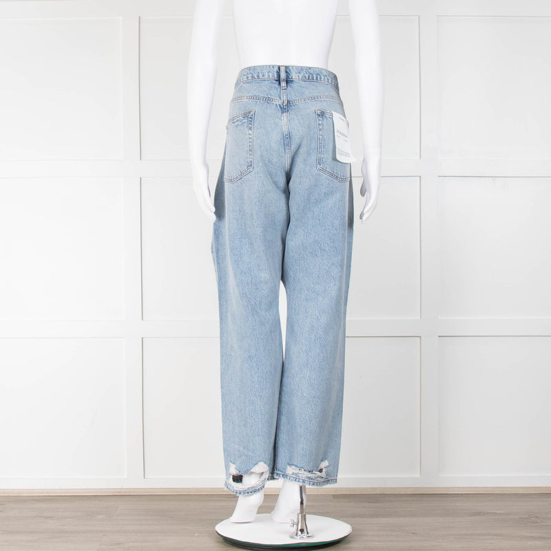 Frame Blue Acid-Washed Oversized Jeans