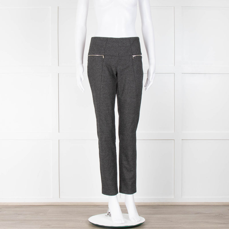 Les Chiffoniers Grey Cream Flecks Cigarette Wool Trousers